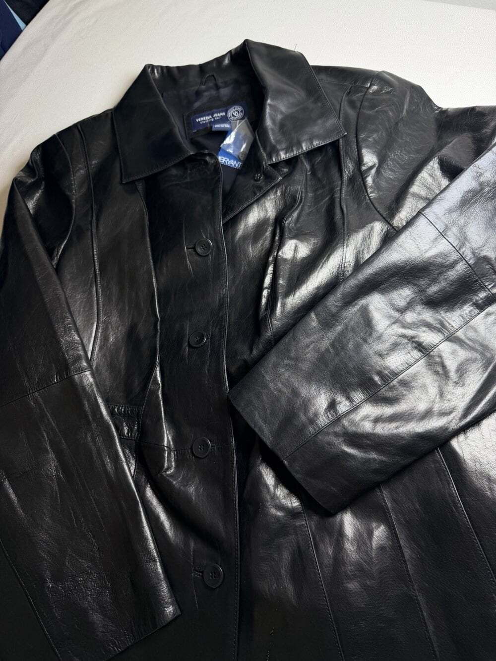 Venezia Black Leather Button-Front Jacket - Picture 9 of 9